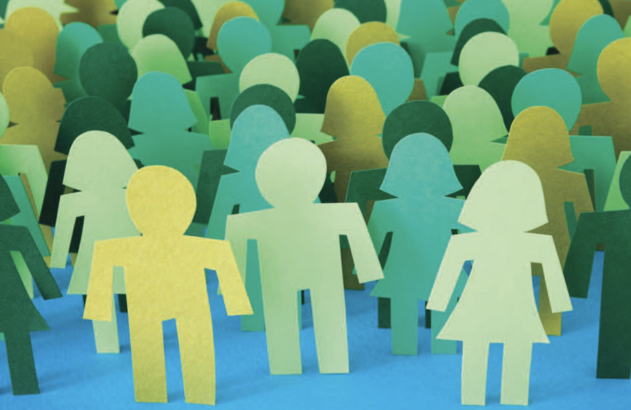 Image décorative représentant des personnages en papier découpé