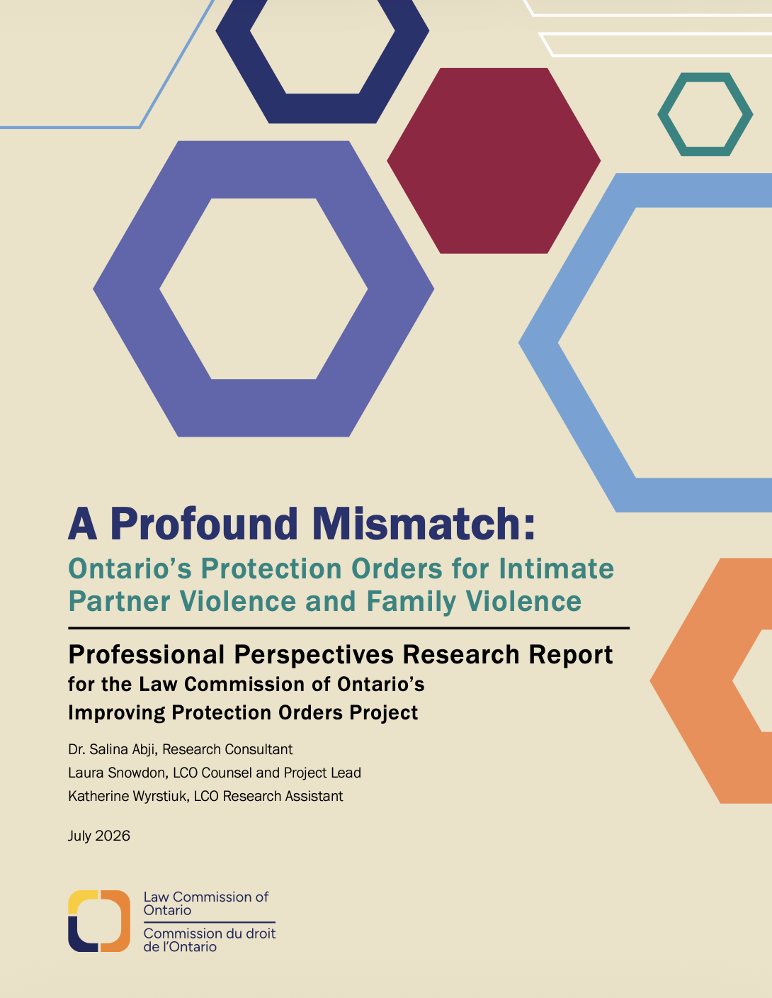 A Profound Mismatch: Ontario’s Protection Orders for Intimate Partner Violence and Family Violence; Professional Perspectives | Research Report