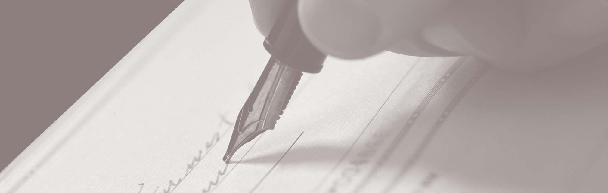 Project banner showing a hand signing a cheque